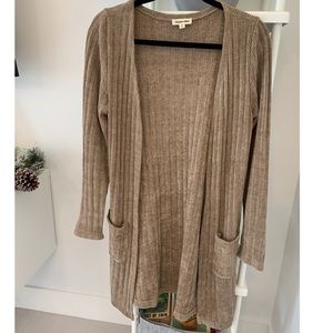 Hidden Alley Taupe Knitted Cardigan